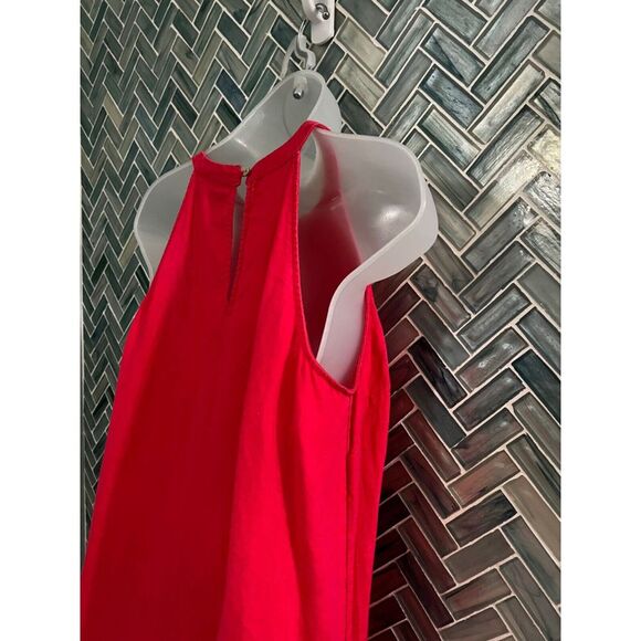 WOMENS ANTIBES BLANC 100% LINEN DARK PINK HALTER HI LO SUNDRESS SIZE SMALL - Picture 8 of 10